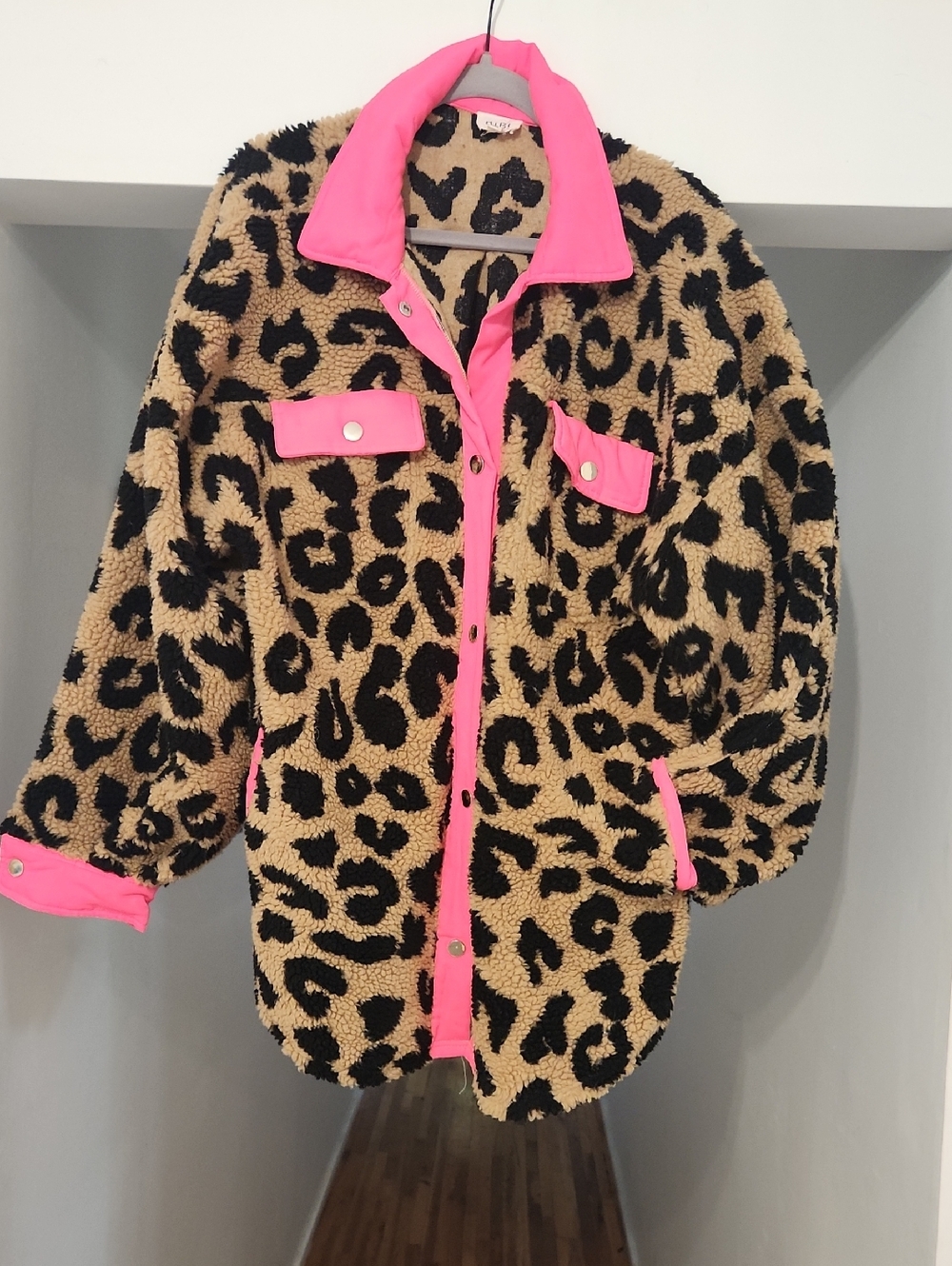 BiBi Leopard Print Jacket with Hot Pink Trim